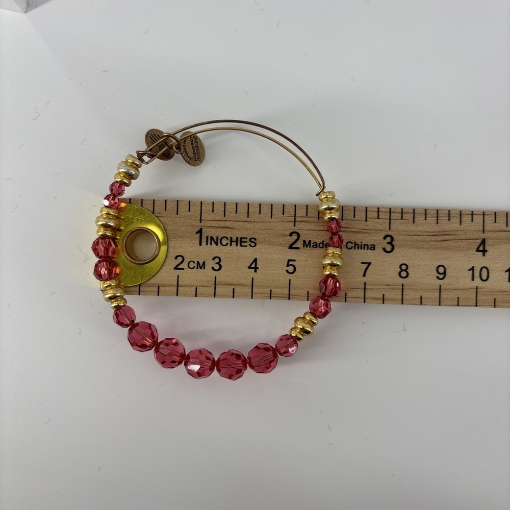 Alex and Ani Swarovski Beaded Rouge Expandable Wire Bangle Bracelet Pink/Gold - Picture 5 of 7
